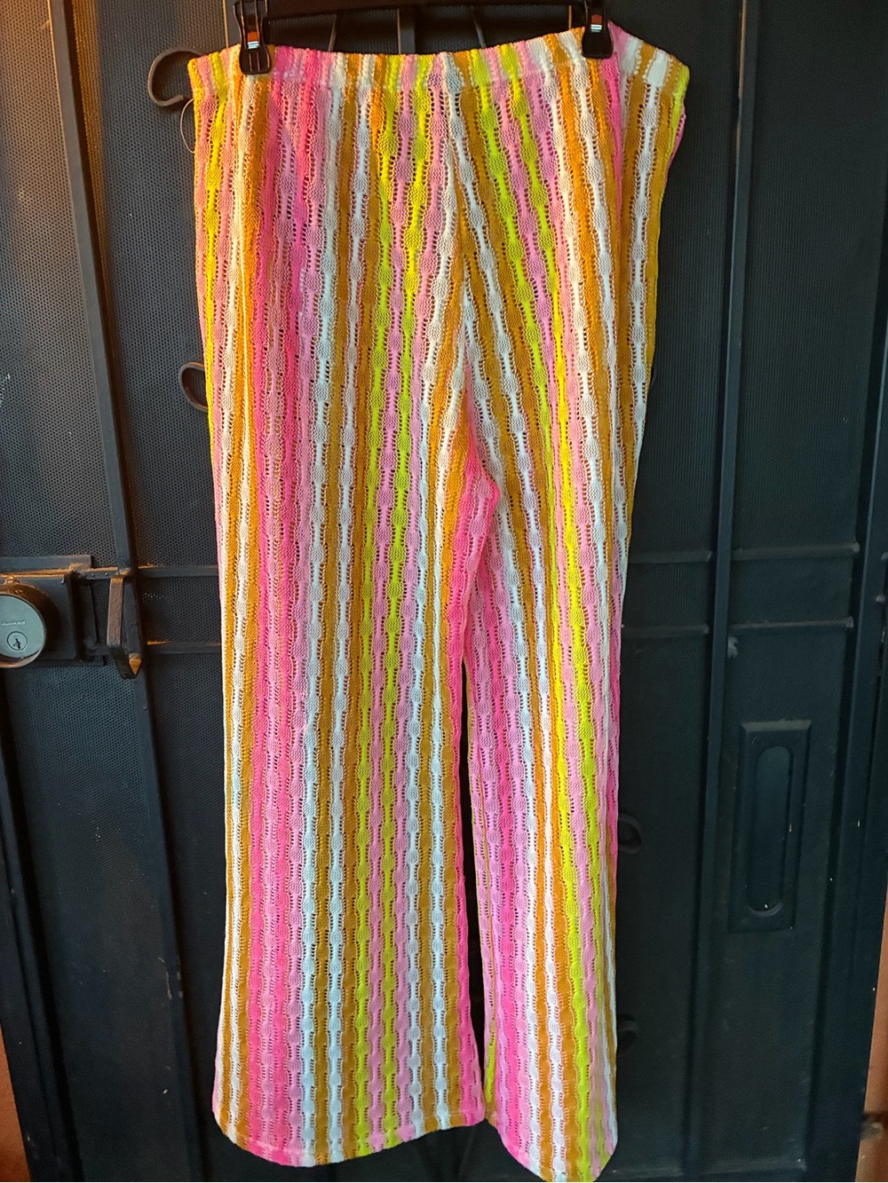 wild fable Striped Knit Wide-Leg Leggings - Pink, Yellow, Green, White